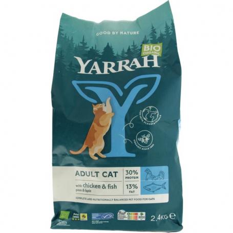 Organic cat dry food chicken & fish MSC bio van Yarrah