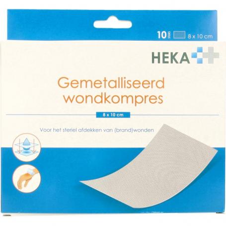 Wondkompres gemetalliseerd 8 x 10 cm steriel van Heka Klein
