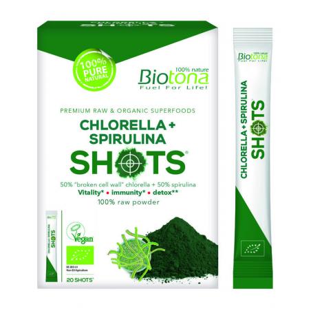 Chlorella spirulina shots 2.2 gram bio van Biotona
