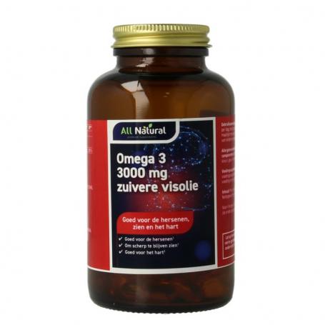 Omega 3 3000mg zuivere visolie van All Natural