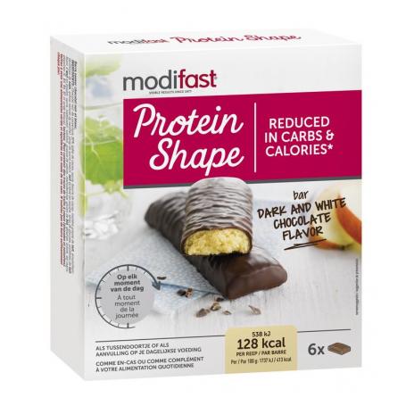 Proteine shape bar dark and white chocolate 6x31g van Modifast