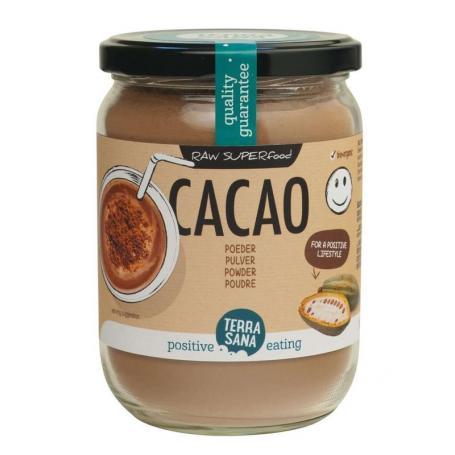 Raw cacao antioxidant poeder in glas bio van Terrasana