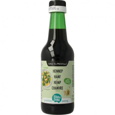 Raw hennep olie koudgeperst in glas bio van Terrasana