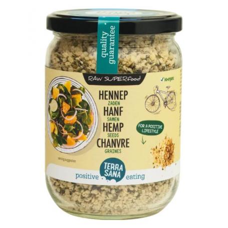 RAW Hennepzaad gepeld in glas bio van Terrasana