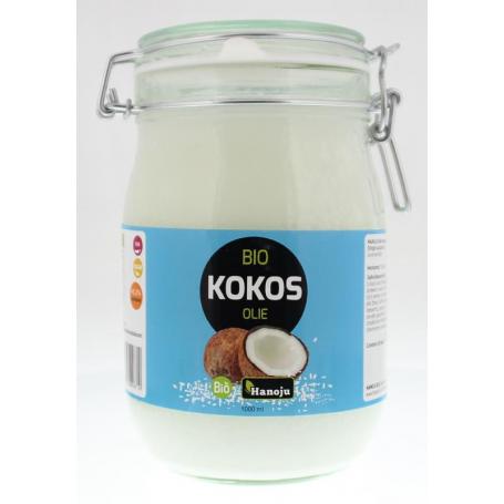Kokosolie virgin beugelglas bio van Hanoju