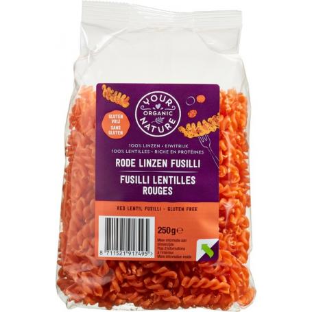 Rode linzen pasta glutenvrij bio van Your Organic Nature