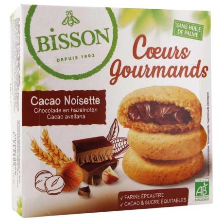 Gevulde koekjes hazelnoot choco bio van Bisson