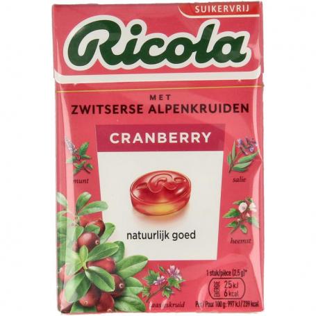 Cranberry suikervrij doosje van Ricola