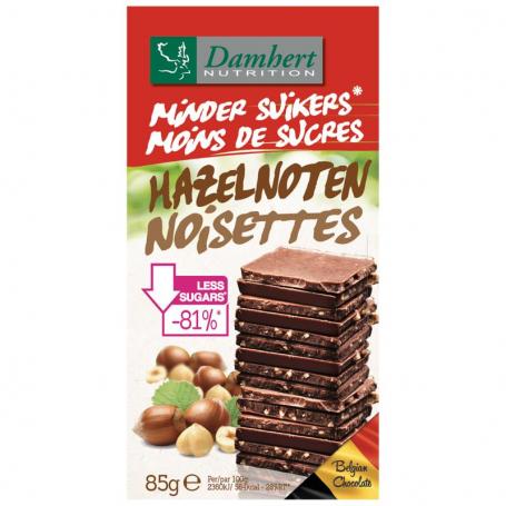 Chocoladetablet noten minder suikers van Damhert