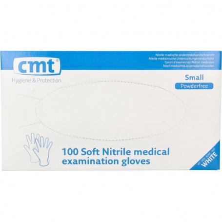 Onderzoekshandschoen nitriel wit poedervrij S van CMT
