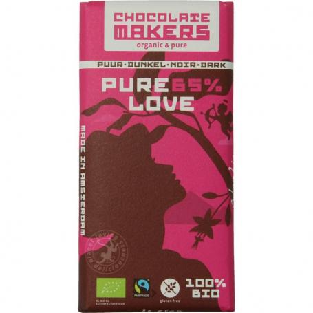 Pure love reep 65% puur fairtrade bio van Chocolatemakers