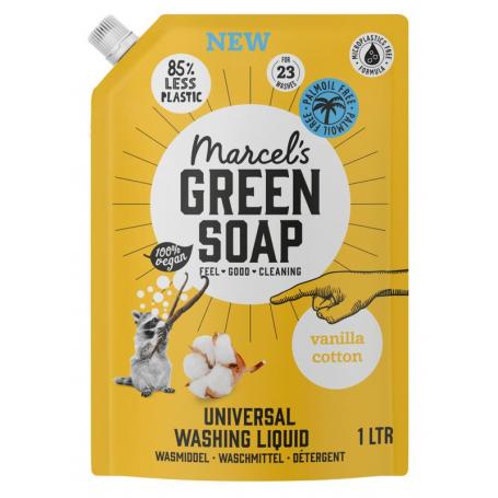 Wasmiddel universeel vanille & katoen navulling van Marcel's GR Soap