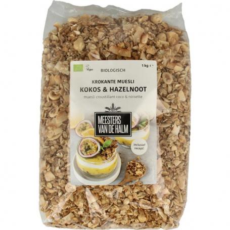 Muesli krokant kokos en hazelnoten bio van De Halm
