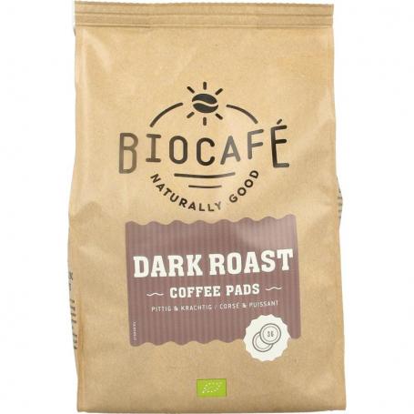 Coffee pads dark roast bio van Biocafe
