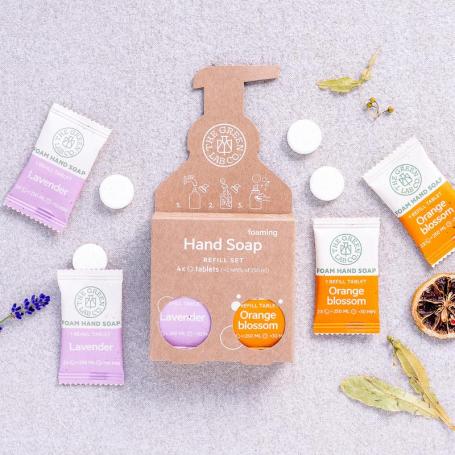 Handzeep navulset oranjebloesem & lavendel van The Green Lab Co