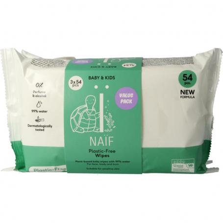 Baby & kids plastic-free wipes 3-pack van Naif