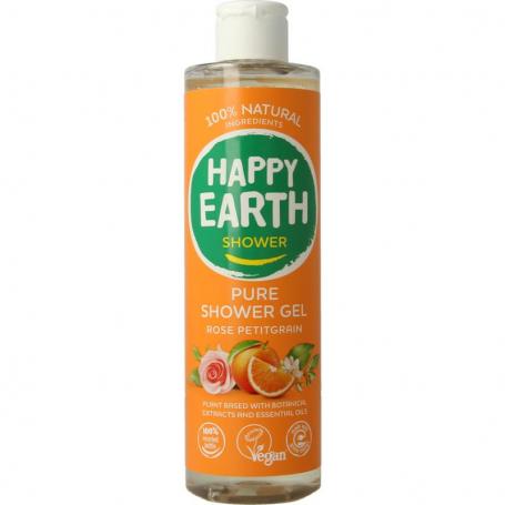 Pure showergel rose petitgrain van Happy Earth