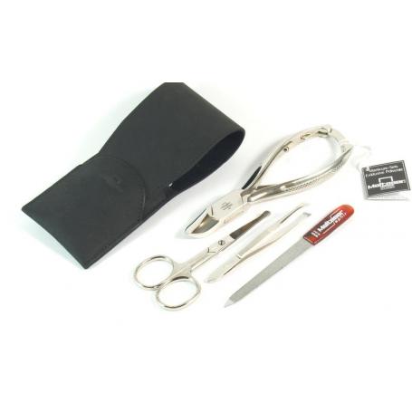 Zaketui 4-delig nagels en gezichtshaar zwart leer van Malteser